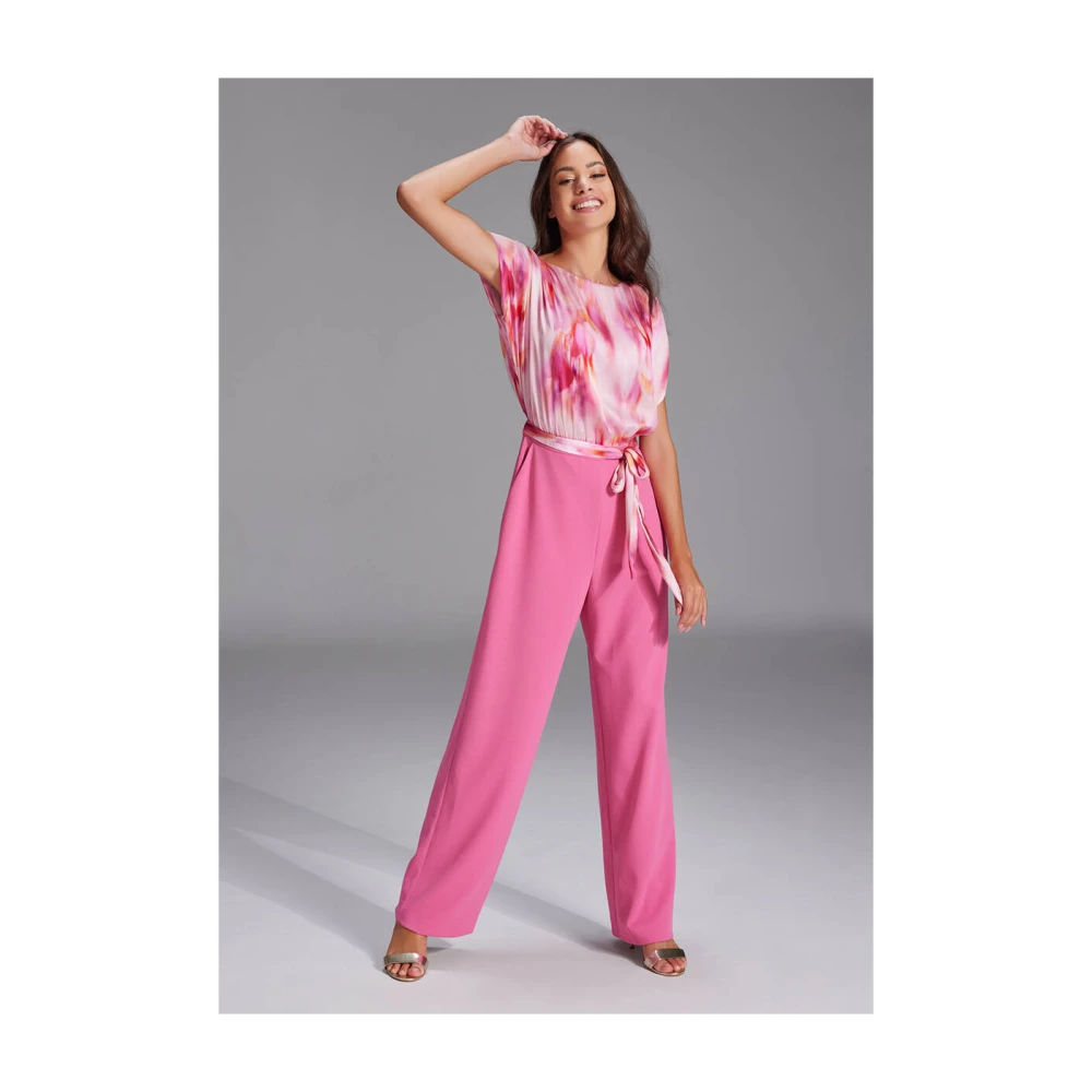 Swing Materiaal Mix Jumpsuit Pink Dames
