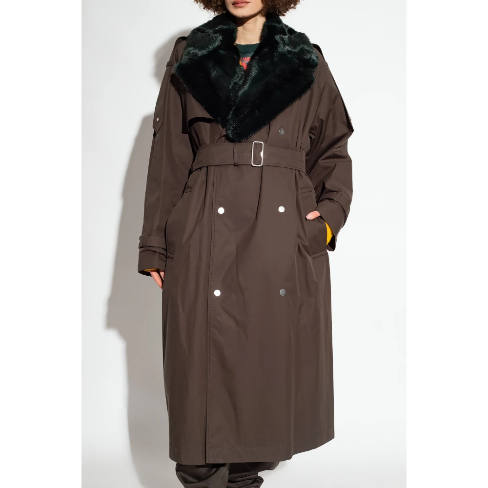 Burberry Kennington trenchcoat met bontkraag Green Dames