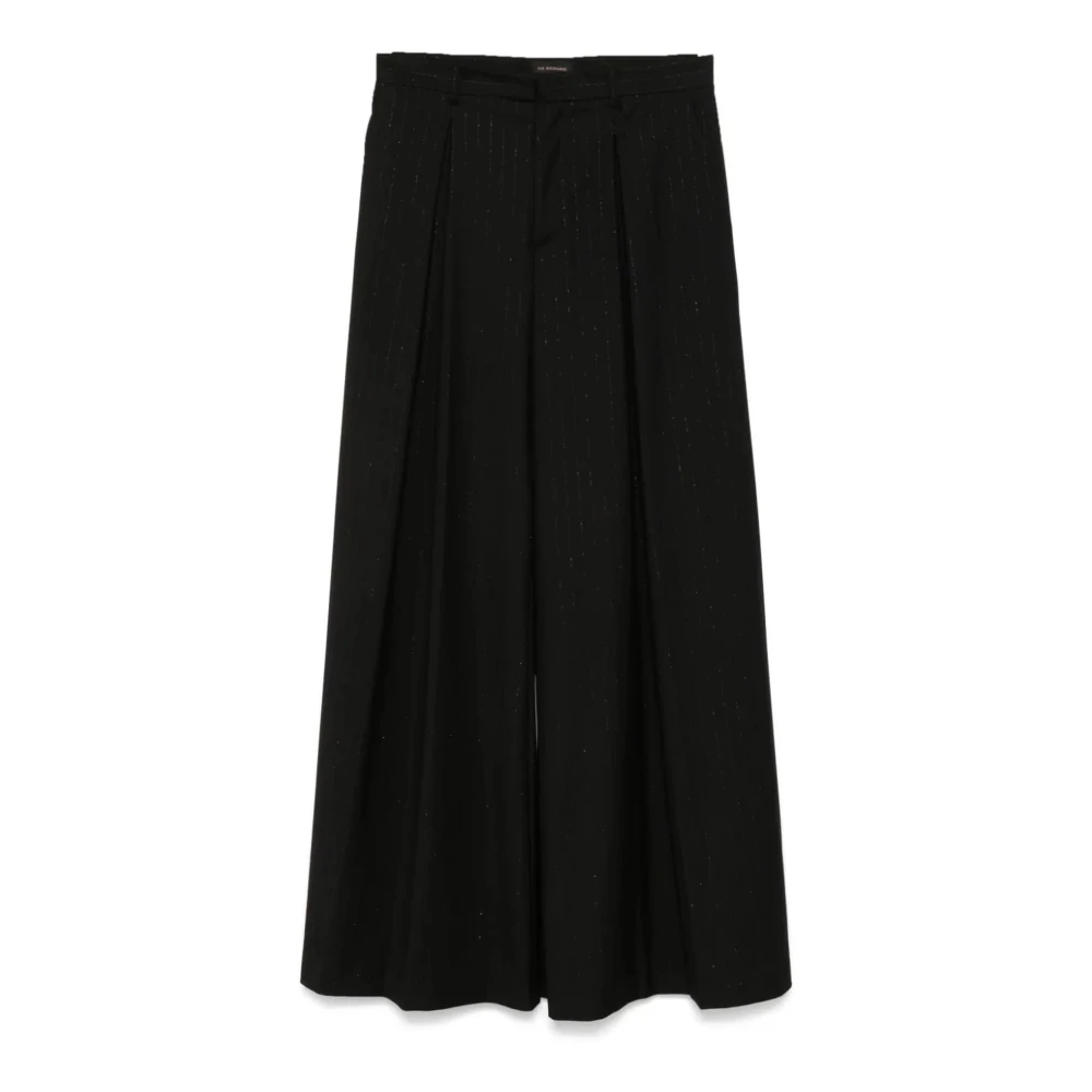 Andamane Zwarte Gestreepte Wijde Pijp Broek Black Dames