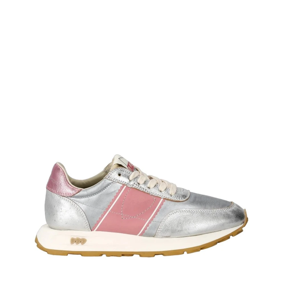 Philippe Model Zilveren leren sneakers met details Dames Schoenen Veelkleurig Multicolor