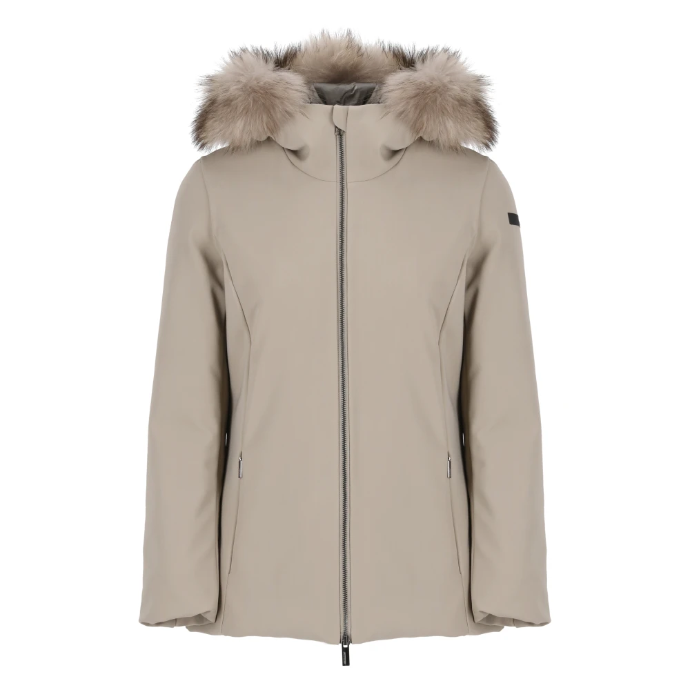 RRD Beige Gewatteerde Jas met Bont Capuchon Beige Dames