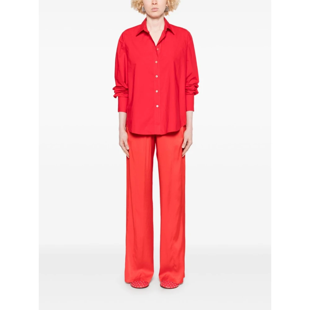 Forte Rode knoopsluiting overhemd met plooien Red Dames