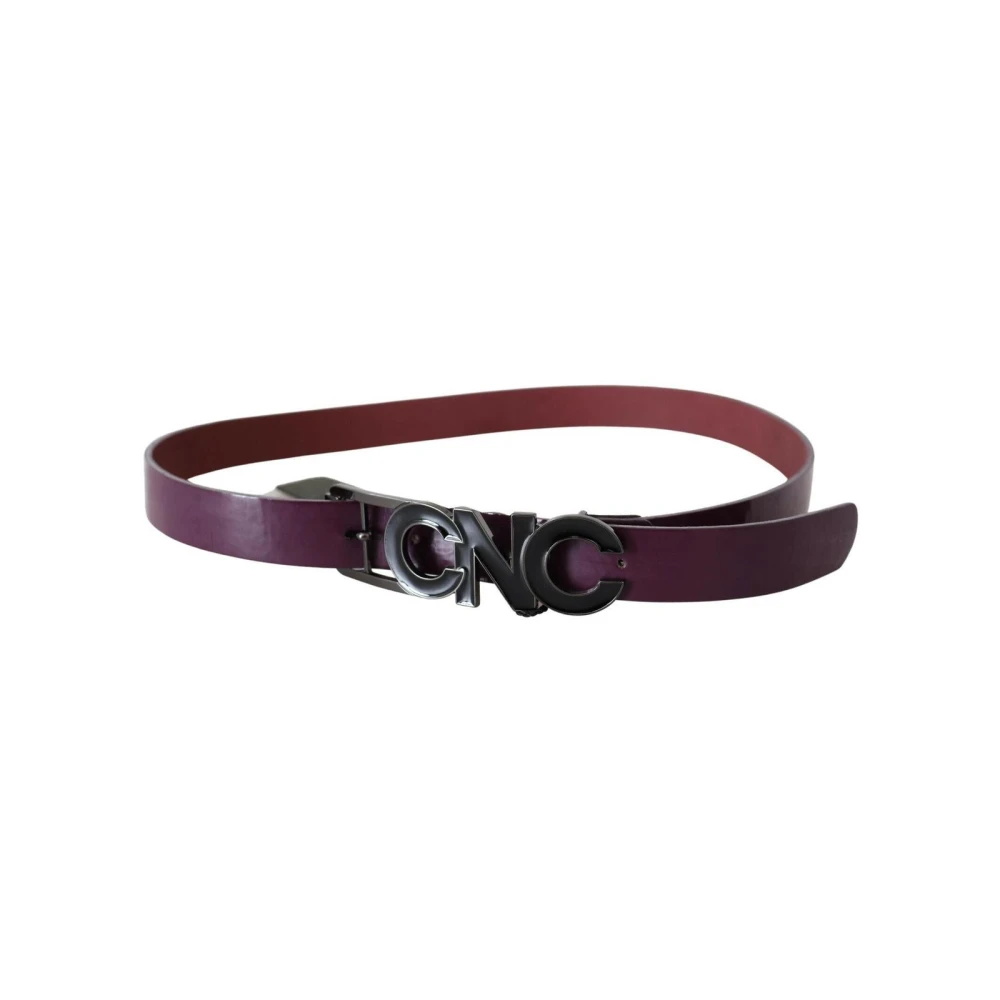 Costume National Women's Brown Leather Fashion Belt With Logo Details - Belts - 85 Cm- Accessories