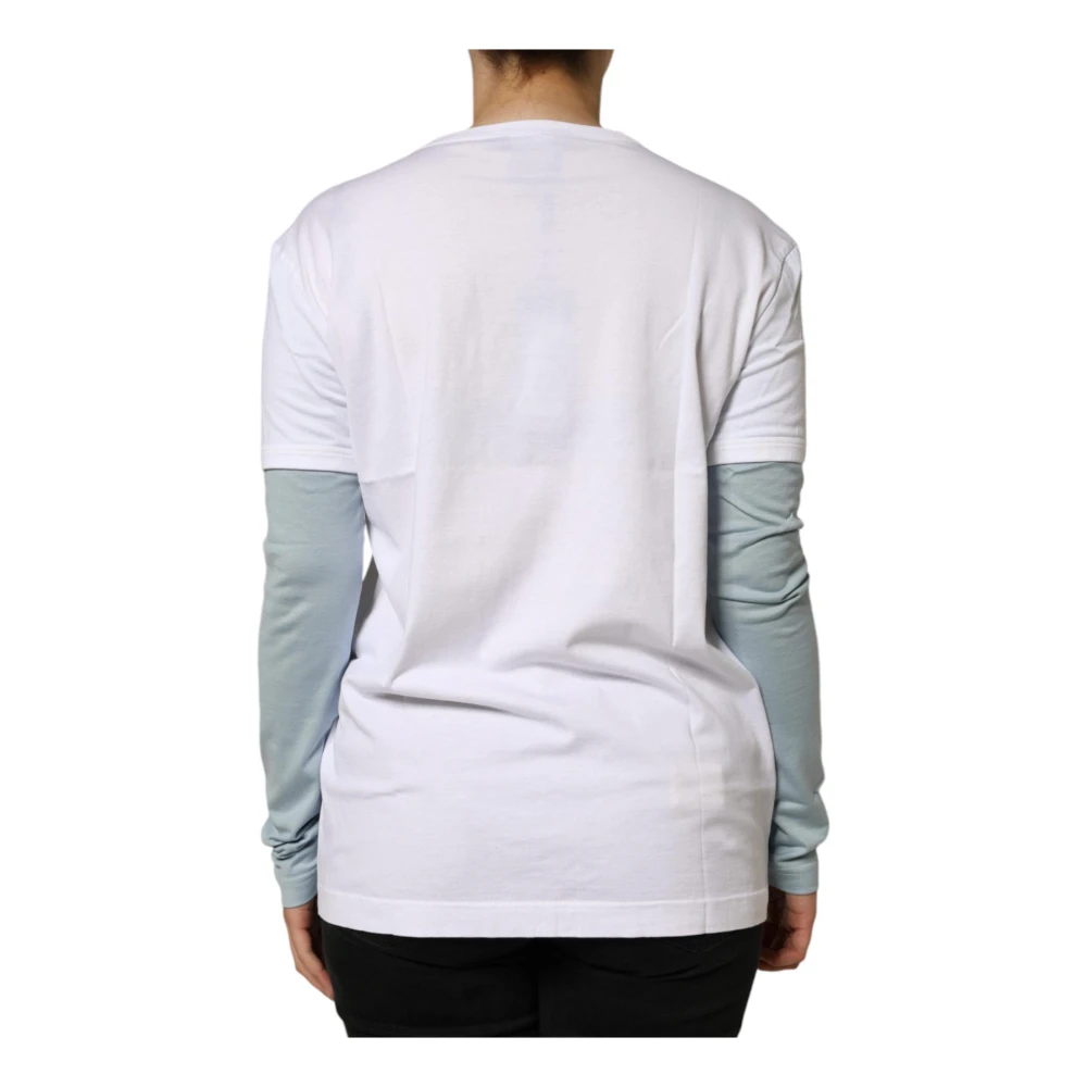 Dolce & Gabbana Wit Logo Print Katoenen T-shirt White Dames