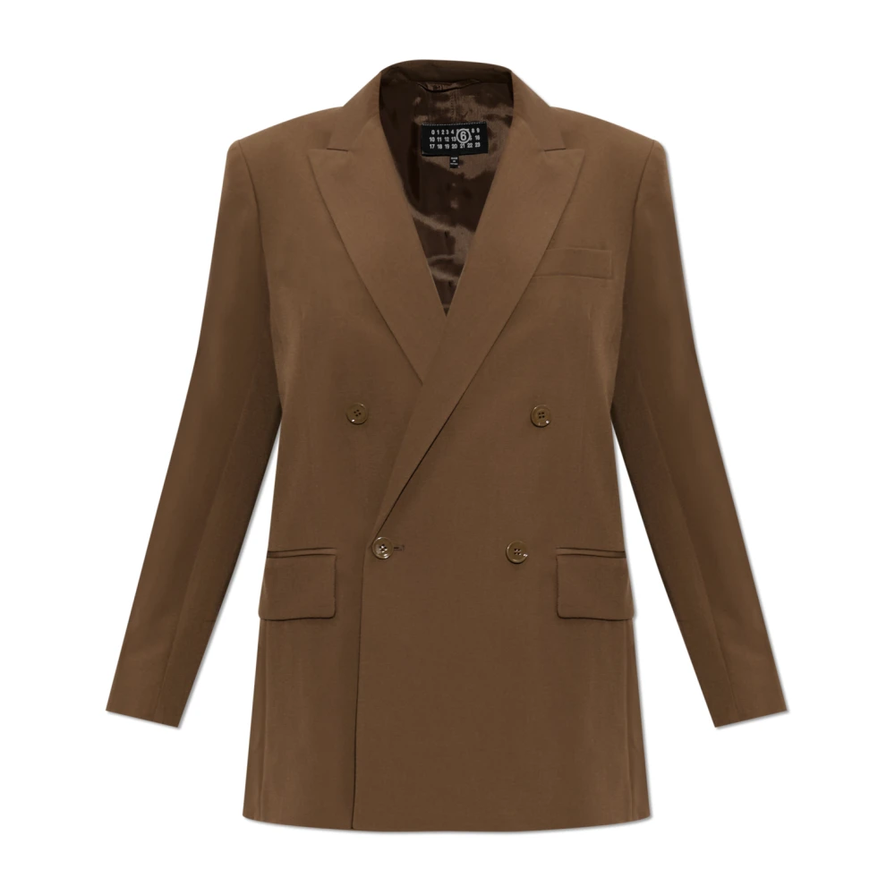 Mm6 Maison Margiela , Blazers, Female, Brown, 2XS, Single-Vent Blazer