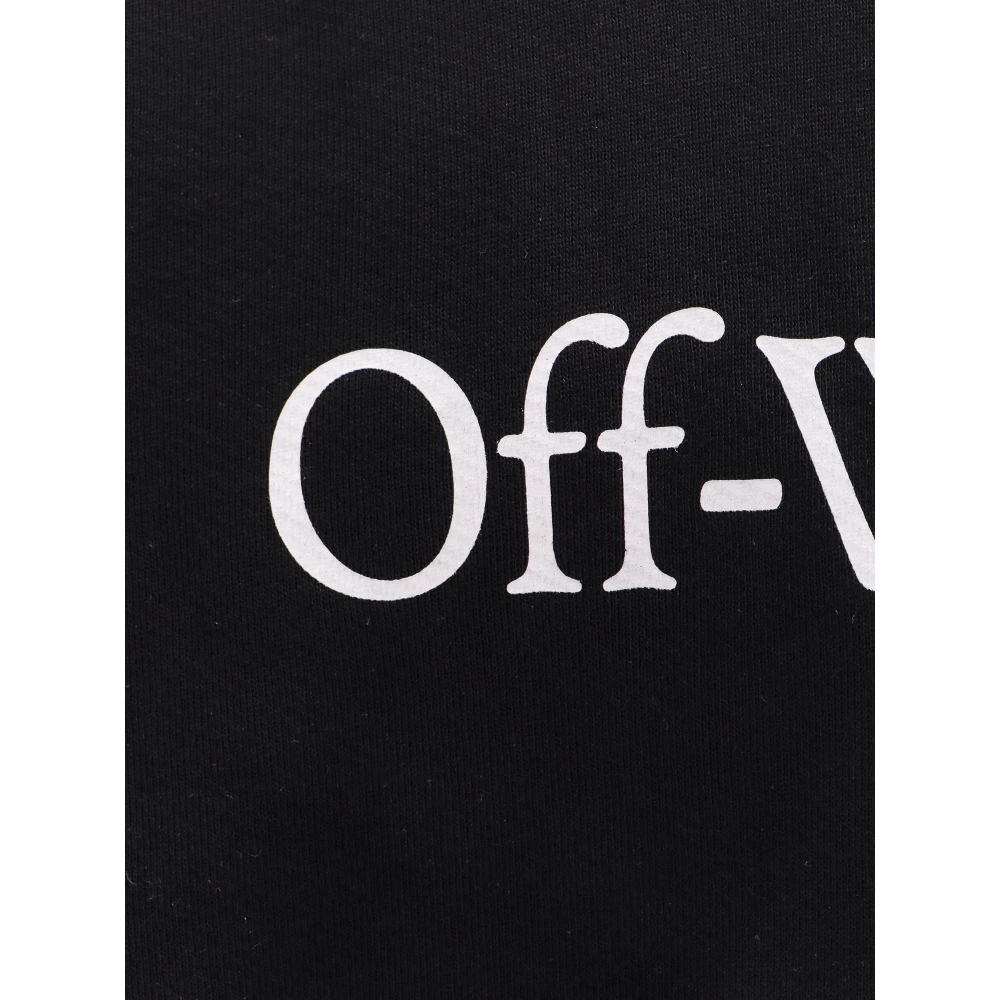 Off White Logo Print Katoenen Sweatshirt met Capuchon Black Heren