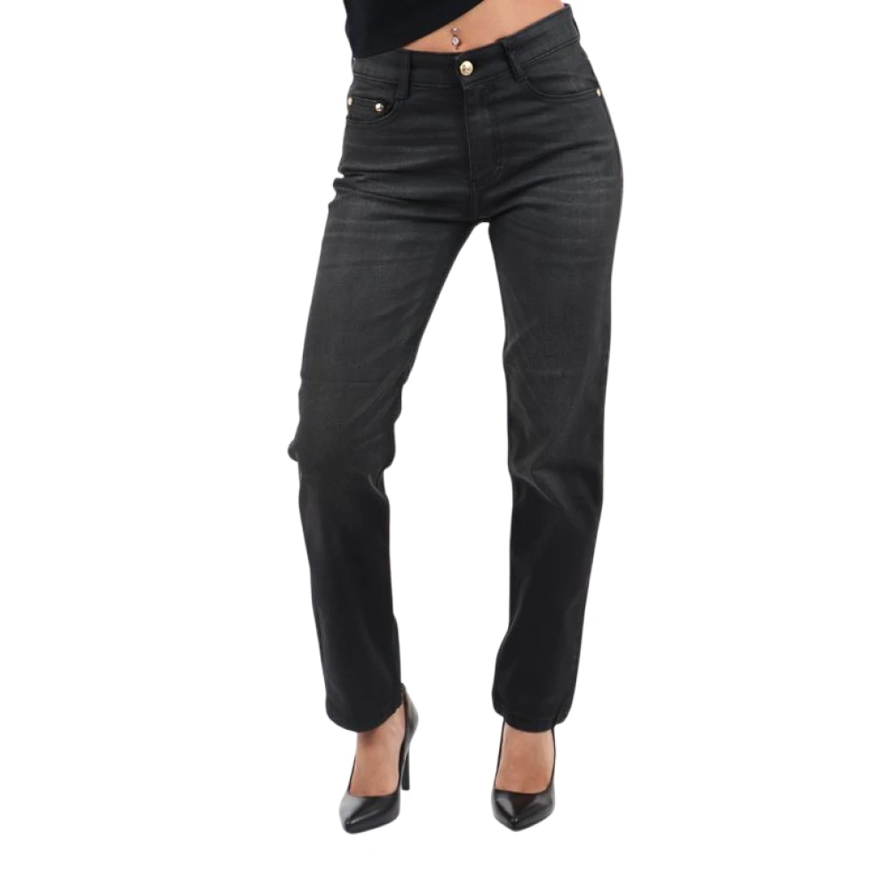 Just Cavalli Zwarte Katoenen Hars Gecoate Slim Jeans Black Dames