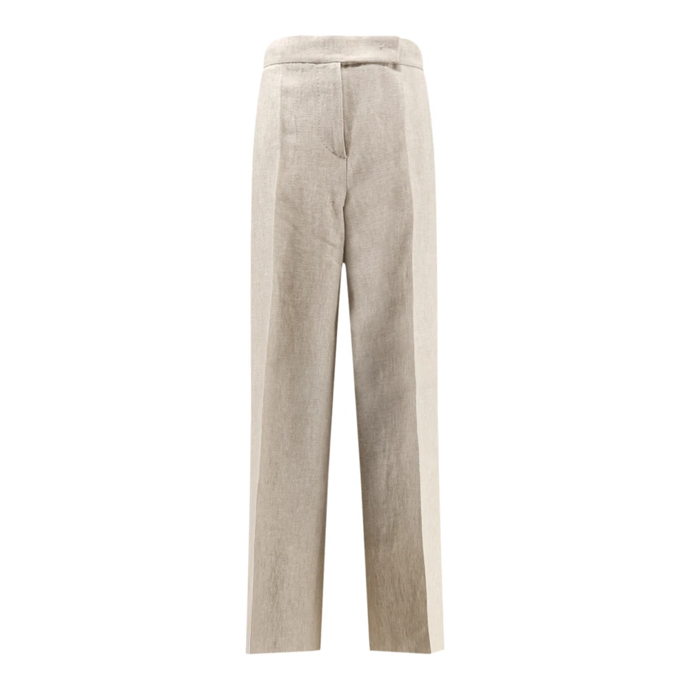 Max Mara Beige Ginnico Trousers - Female - Straight Trousers - Xs - Trousers