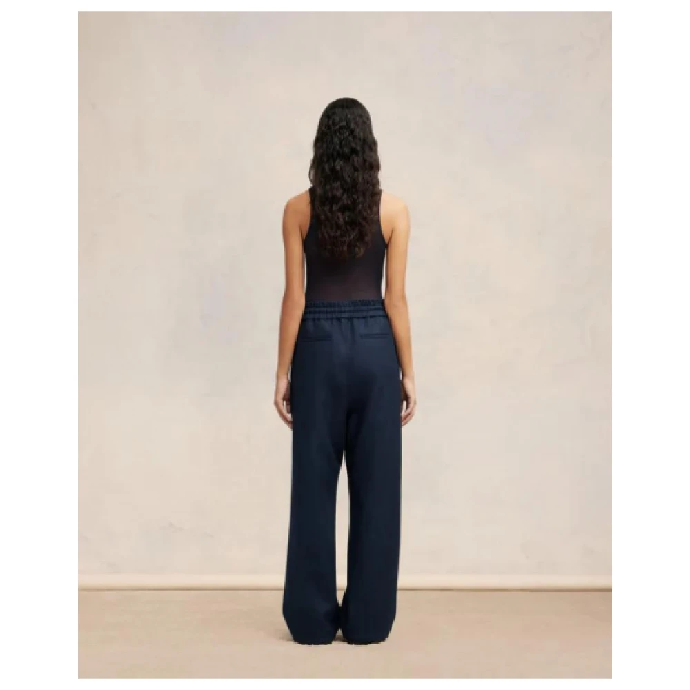 Ami Paris Navy Blauwe Luxe Broek Blue Dames