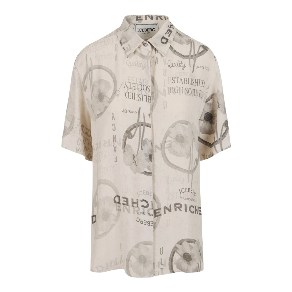 Iceberg Regular fit korte mouwen overhemd van RCS-gecertificeerde dubbele viscose georgette Beige Dames