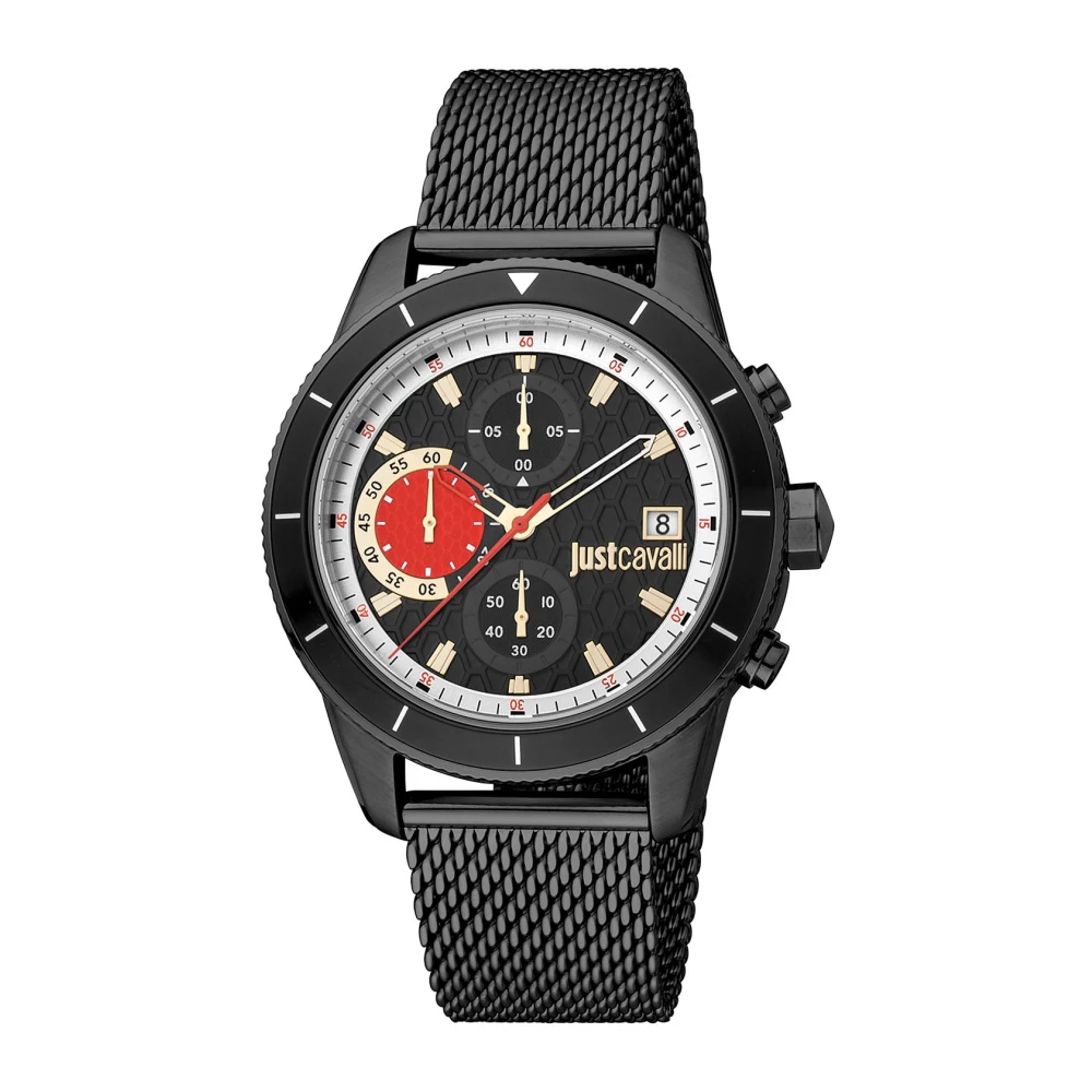 Just Cavalli Zwarte Heren Quartz Horloge Klassieke Stijl Black Unisex