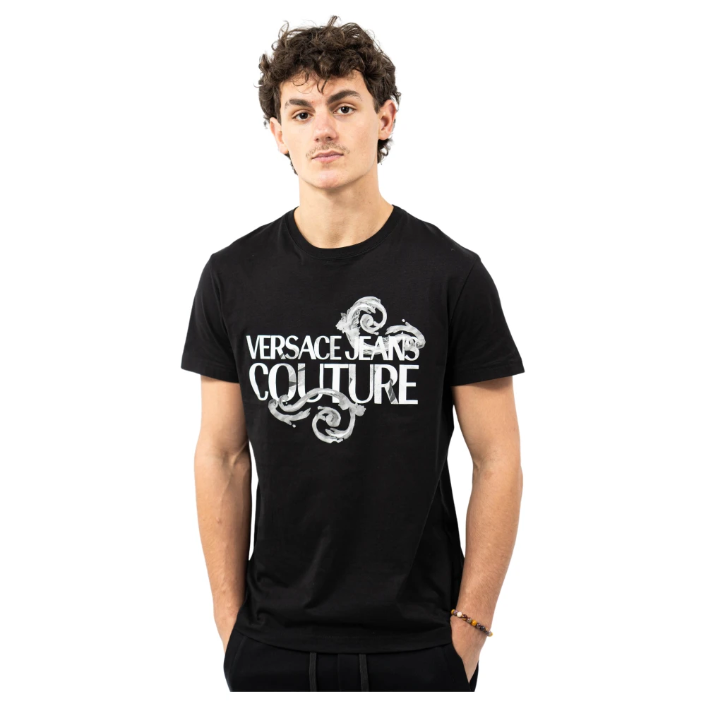 Versace Jeans Couture Grafisch Bedrukt T-Shirt Black Heren
