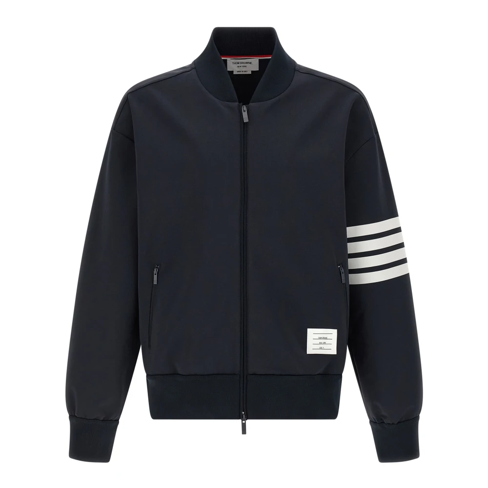 Thom Browne Men's Blue Tech Viscose Bomber Jacket