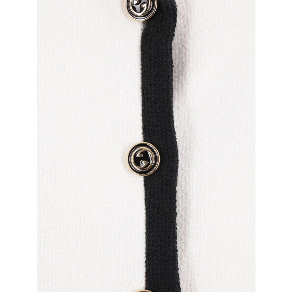 Gucci Witte Tweed Jas met Contrasterende Afwerking White Dames