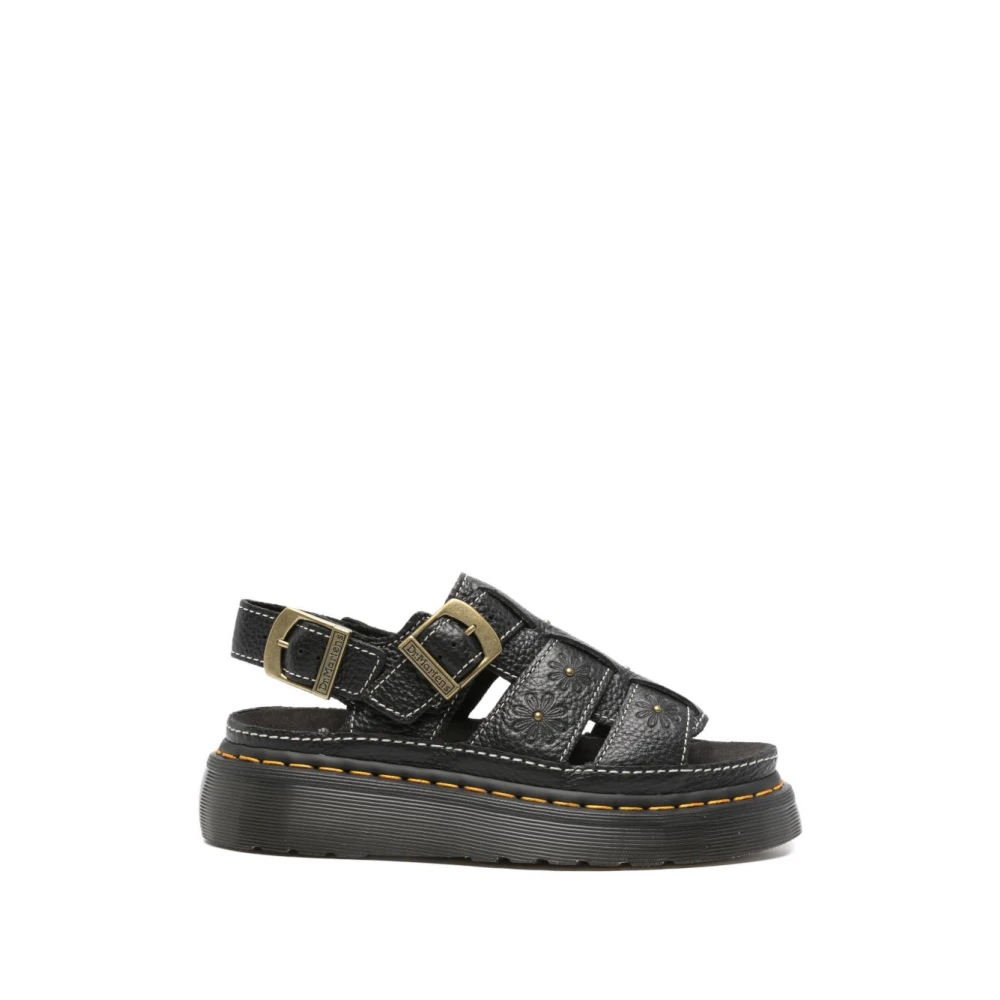 Dr. Martens Wrenlie Open Toe Nappa Leather Fisherman Platform Sandals - Female - Flat Sandals - Black - 4 Uk - Shoes