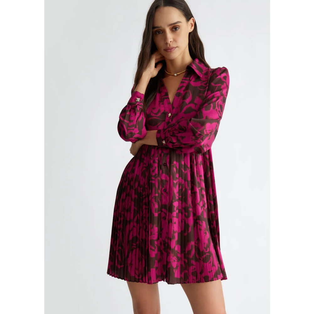 Liu Jo Bloemenprint overhemdjurk Geplooide rok Pink Dames