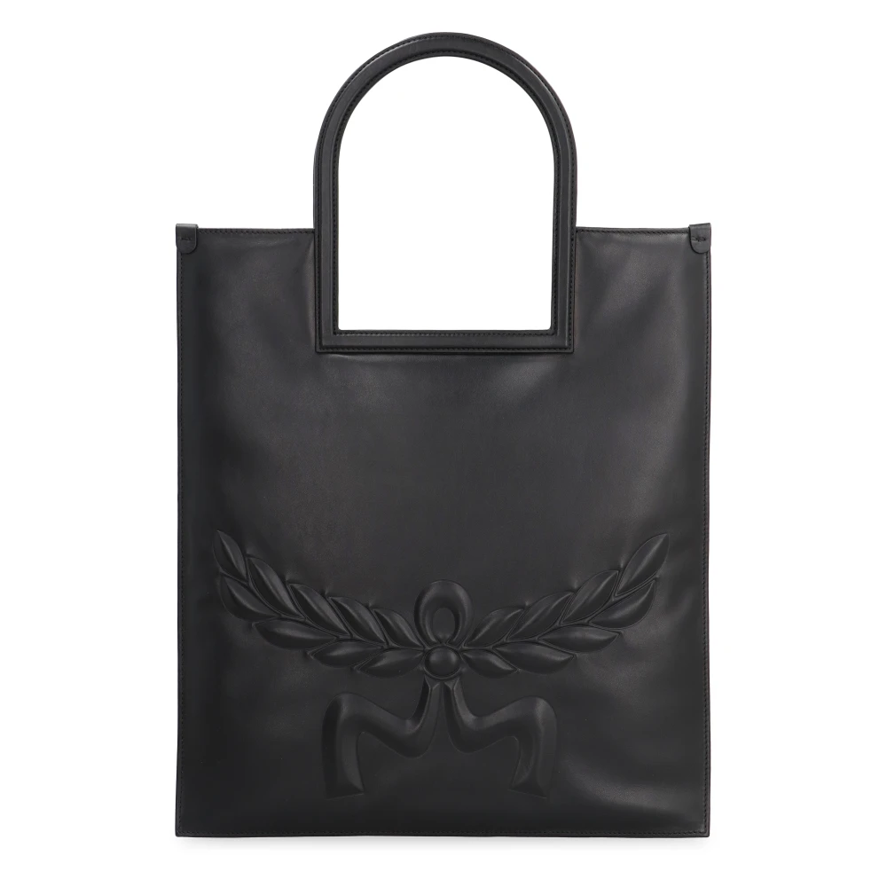 Mcm Women's Black Shopping Bags, One Size, Aren Leather Tote