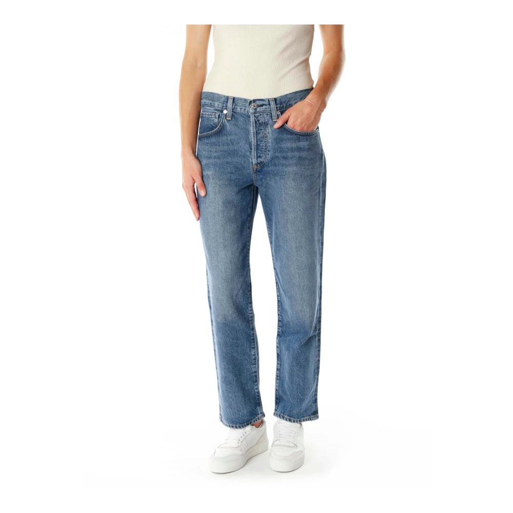 Citizens of Humanity Hög midja avslappnad passform cropped jeans Blue, Dam