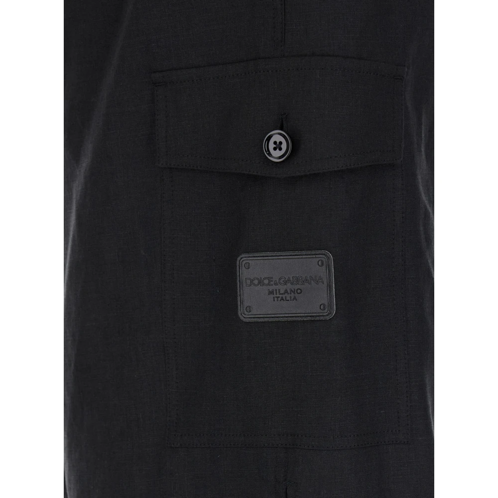 Dolce & Gabbana Zwarte Cargo Bermuda Shorts Hoge Taille Black Heren