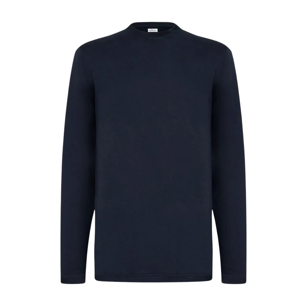Kiton Blauw Katoenen T-Shirt met Lange Mouwen en Ronde Hals Blue Heren