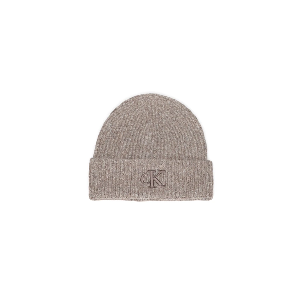 Calvin Klein Beige Gebreide Muts voor Herfst Winter Beige Dames