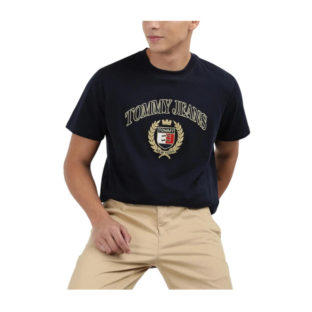 Tommy Hilfiger Gouden Crest T-shirt Navy Blauw Modern Fit Blue Heren