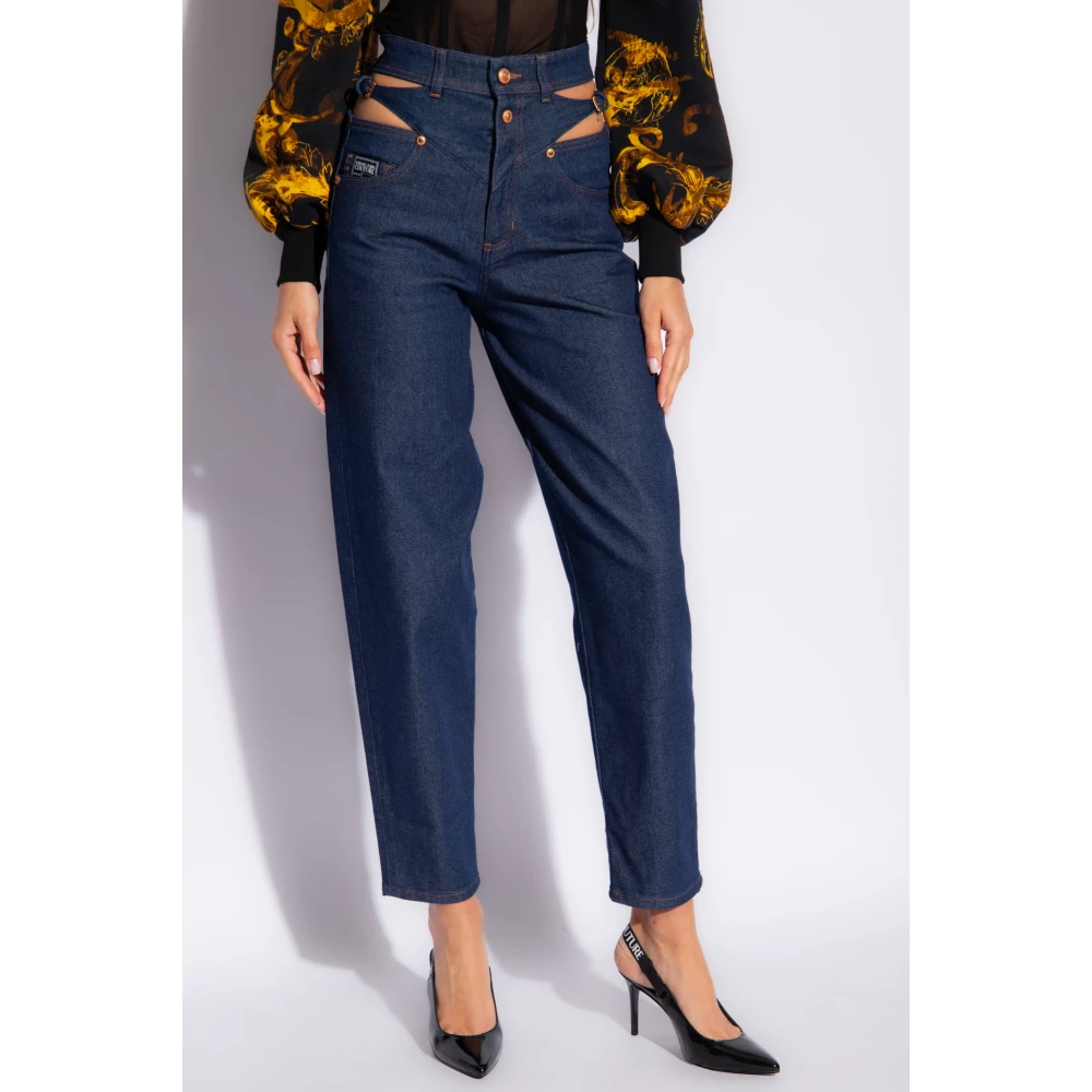 Versace Jeans Couture Hoge taille broek Blue Dames