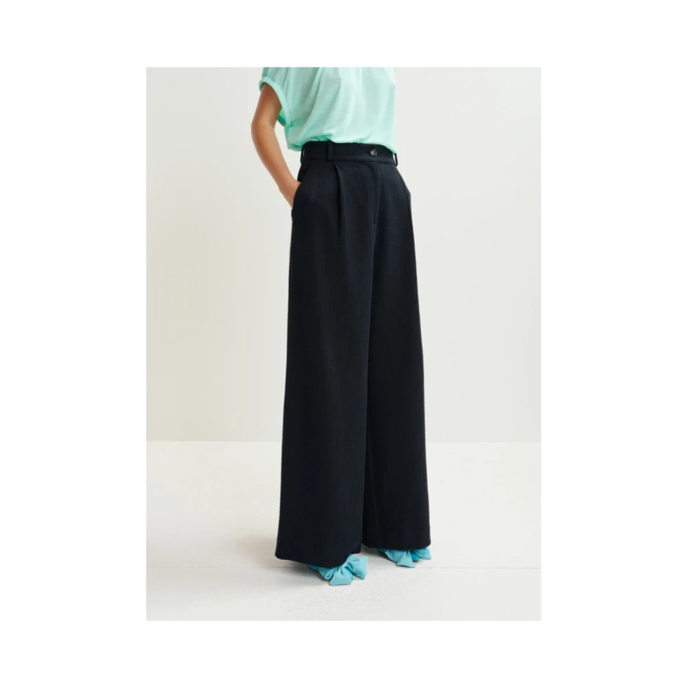 Essentiel Antwerp Wijde broek van katoenmix Blue Dames