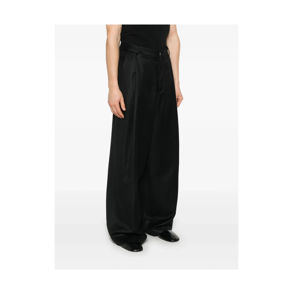 Dries Van Noten Zwarte broek met knopen en zakken Black Heren