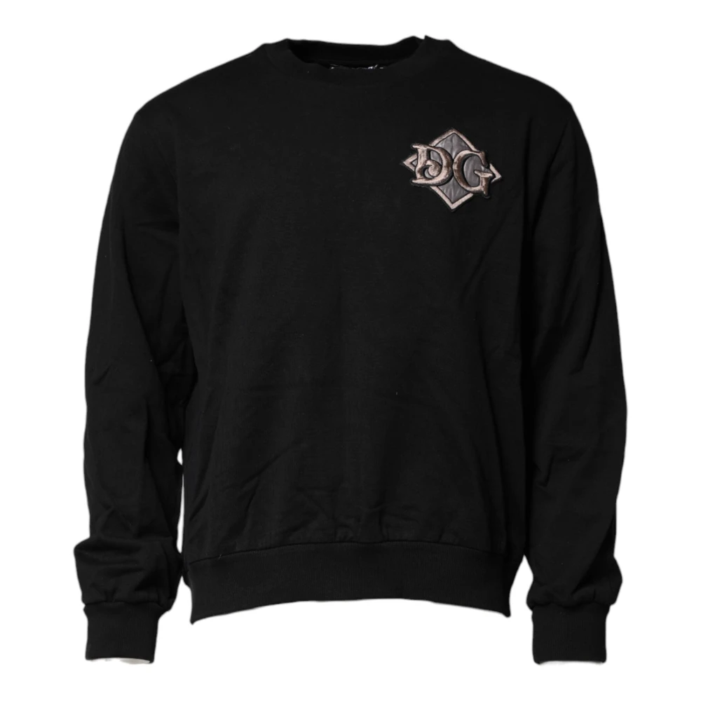 Dolce & Gabbana Men's Black Logo Embroidery Crew Neck Jumper - Sweatshirts - 4XL - Sweatshirts & Hoodies