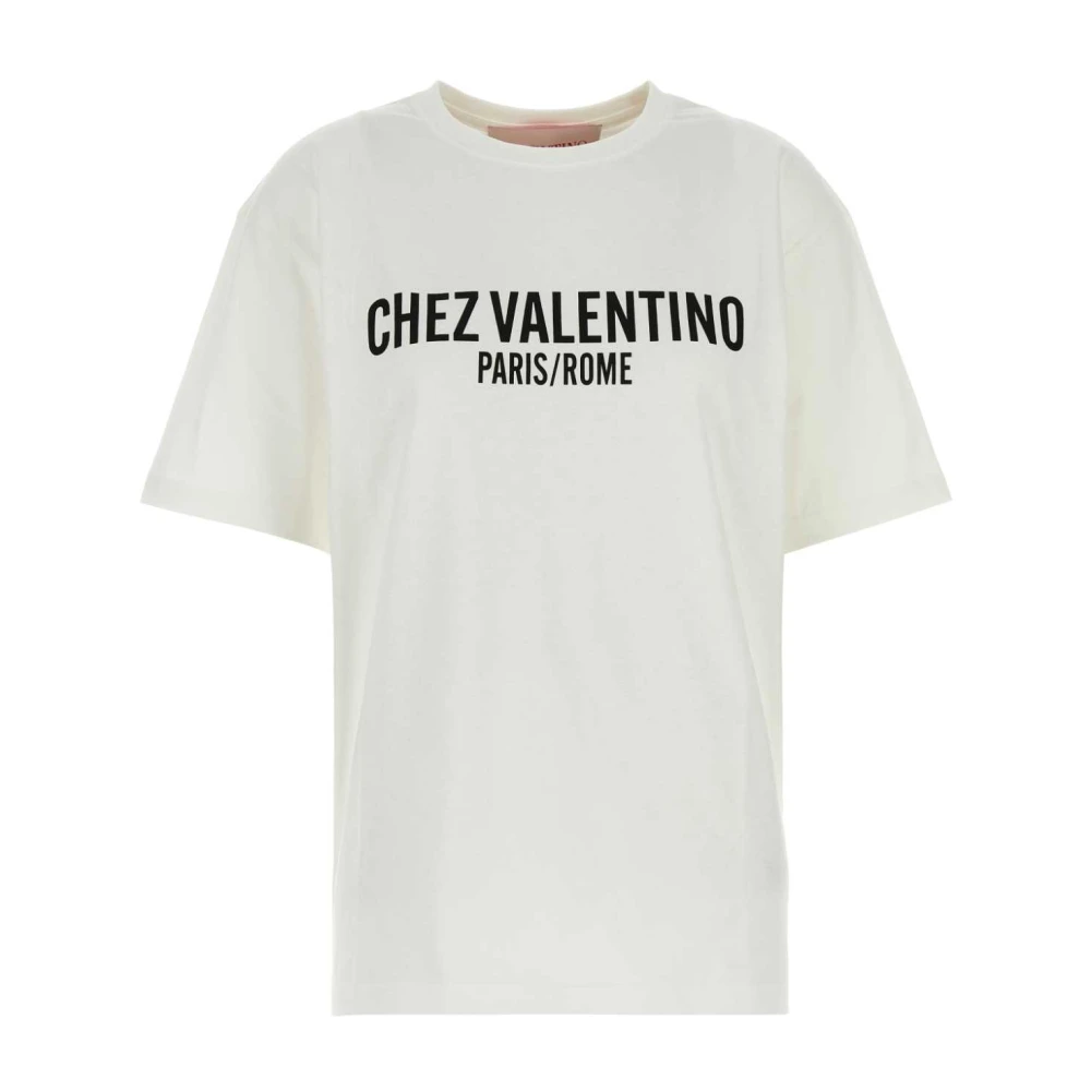 Valentino Garavani White T-Shirts, Female, Xs, Jersey Cotton T-Shirt With Chez Print