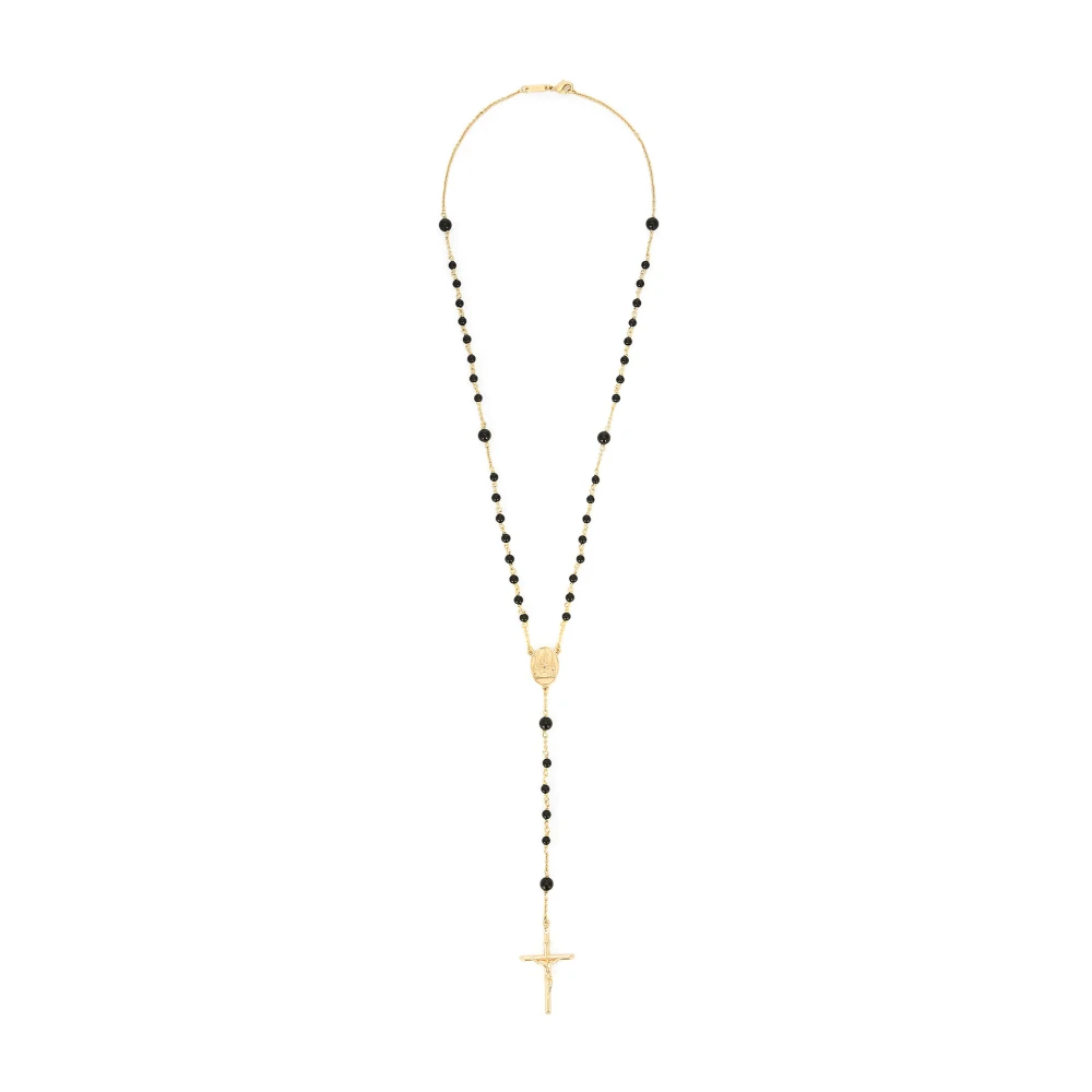 Dolce & Gabbana Women's Yellow Necklaces, One Size, Brass Rosary With Natural Stones
