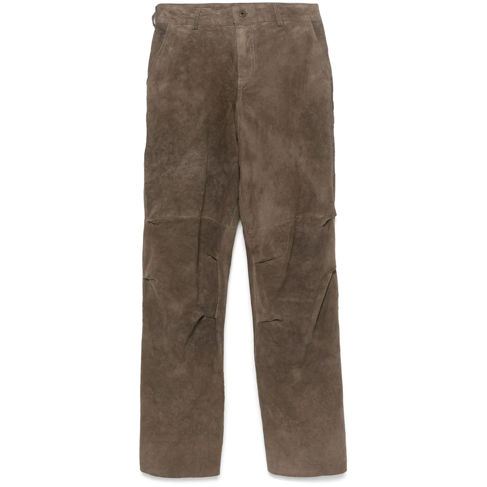 Salvatore Santoro Beige Leren Broek met Zakken Brown Dames