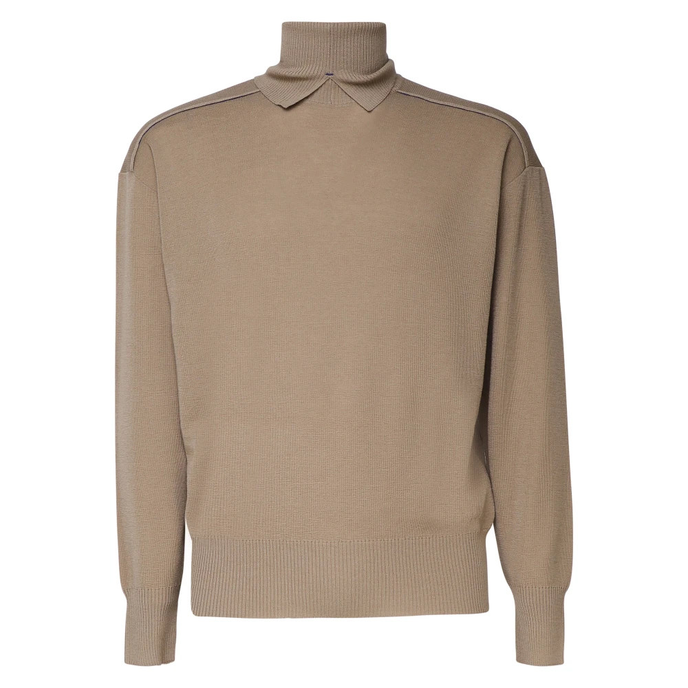 Burberry Beige Hoge Hals Trui Elastische Manchetten Beige Heren