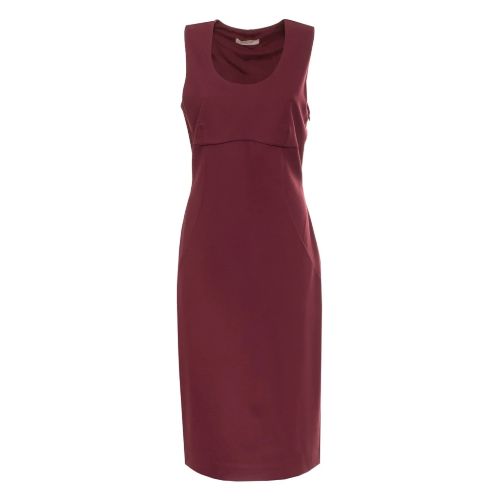 Twinset Bordeaux Mouwloze Wijde-Hals Solide Jurk Red Dames