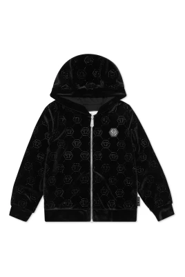 Chenille Hoodie Sweatjacket Strass Monogram