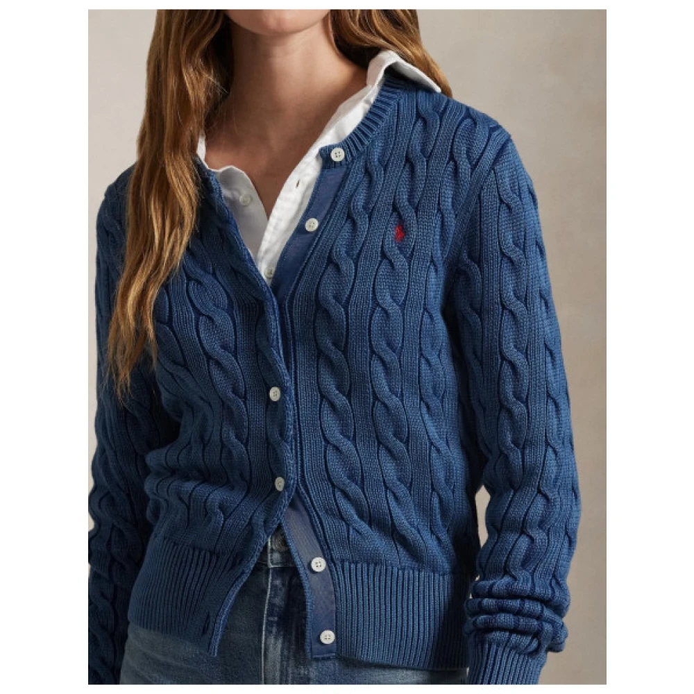 Polo Ralph Lauren Katoenen Twisted Gebreide Trui Blue Dames