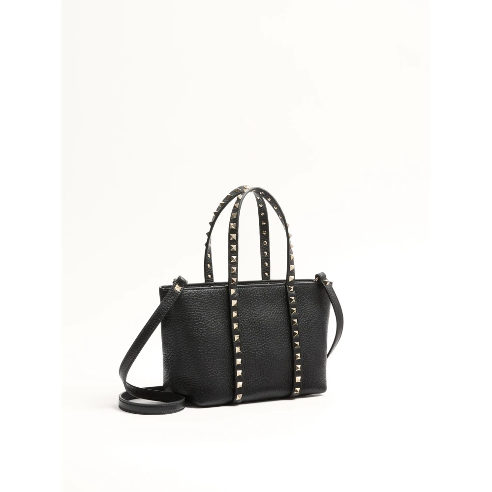 Valentino Garavani Zwarte leren schoudertas met studs Black Dames