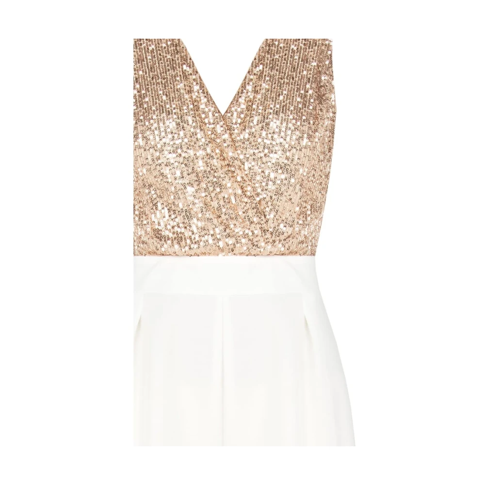 RINASCIMENTO Jumpsuit met pailletten en V-hals White Dames