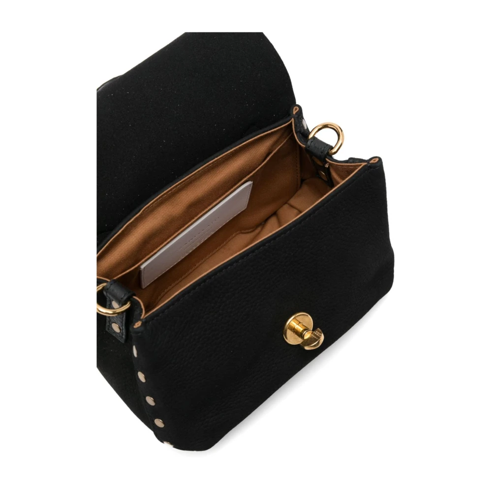 Zanellato Zwart Nubuck Leren Twist-Lock Tas Black Dames