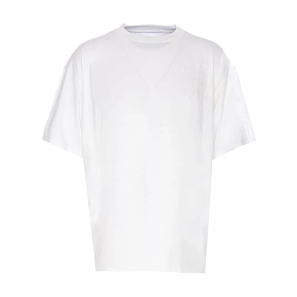 MM6 Maison Margiela Witte Katoenen Jersey Crew Neck T-shirt White Heren