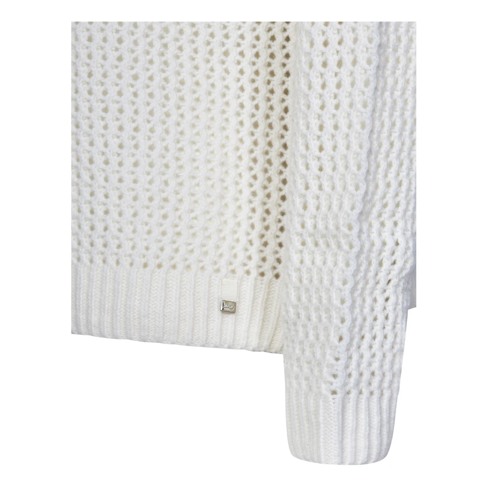 Herno Witte Wollen Gebreide Trui met Ronde Hals White Dames