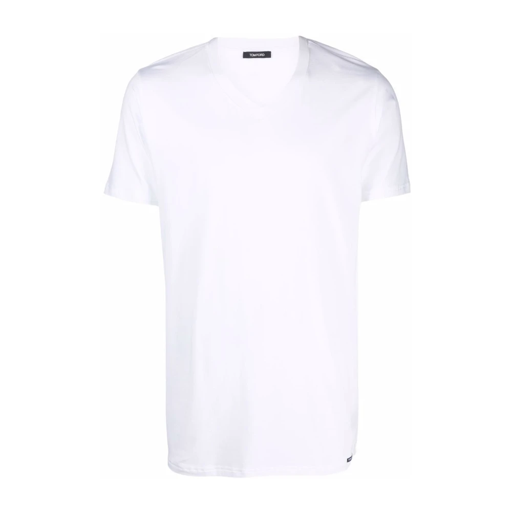 Tom Ford Witte V-Hals T-Shirt White Heren