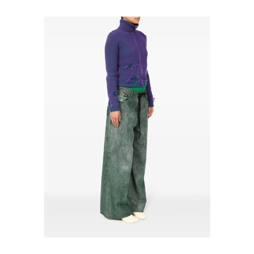 MM6 Maison Margiela Geruite turtleneck met rits Blue Dames