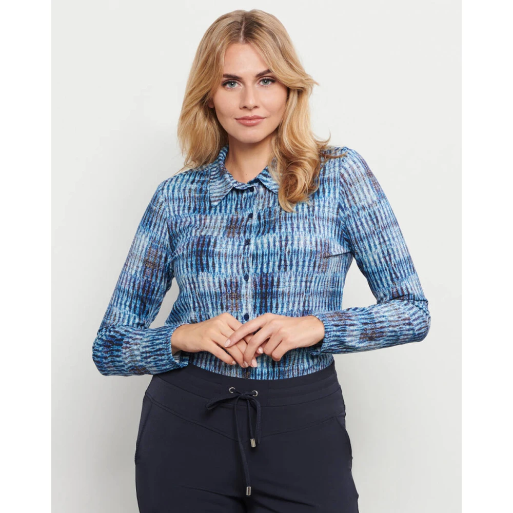 &Co Woman Lotte Denim Blouse met Lange Mouwen Blue Dames