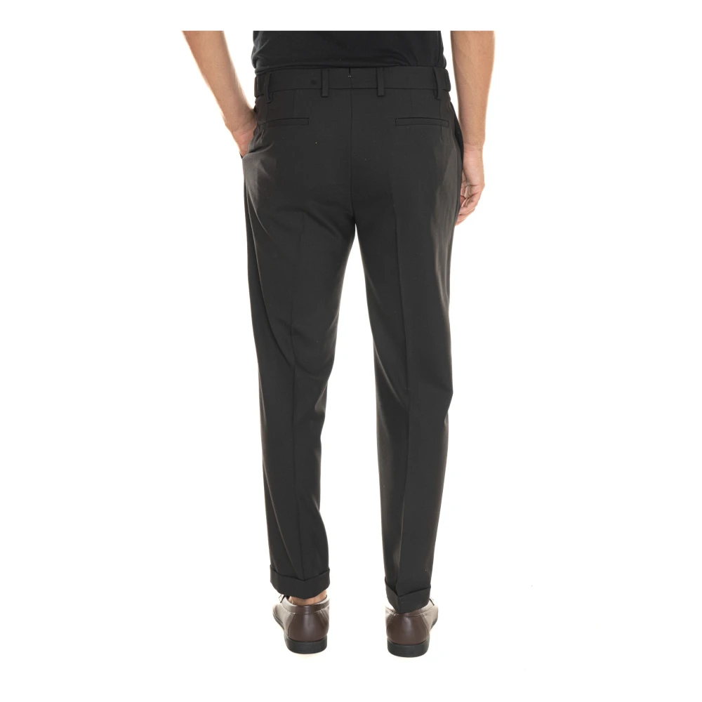 Berwich Retro Chino Broek met Elastische Taille Black Heren