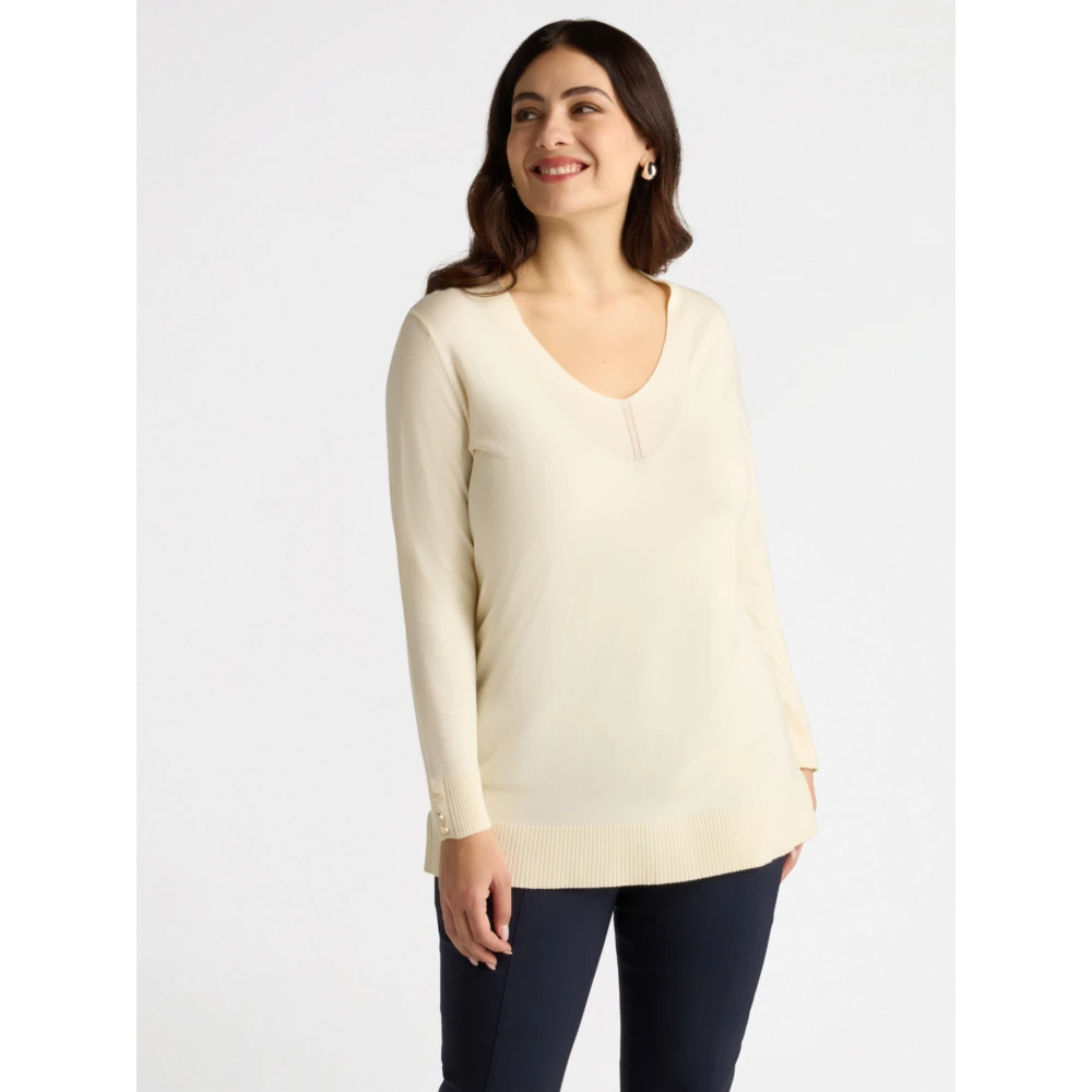 Fiorella Rubino Lange Pullover met Lenzing™ Ecovero™ Viscose White Dames