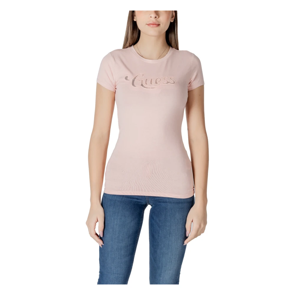 Guess Roze Korte Mouw T-shirt voor Vrouwen Pink Dames