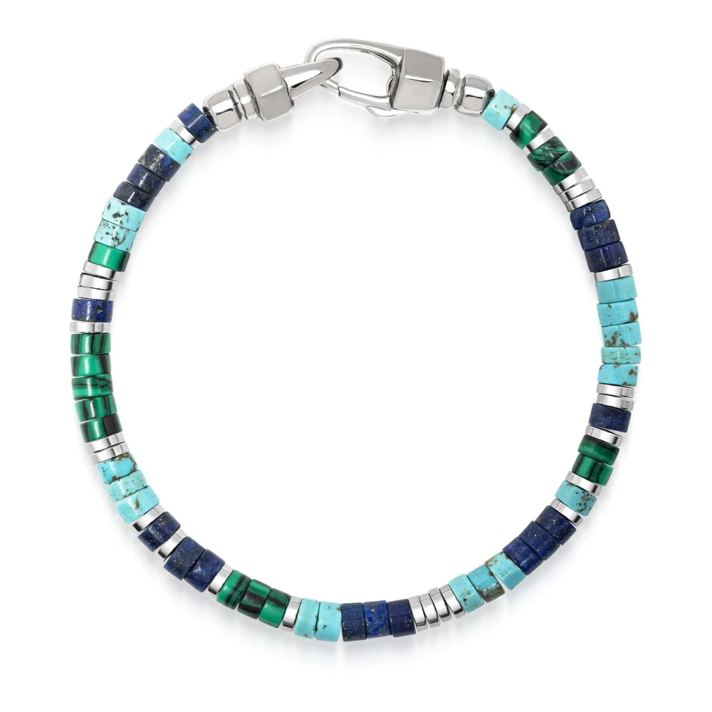 Nialaya Men's Gray Bracelets, L, Riviera Ocean Heishi Bracelet