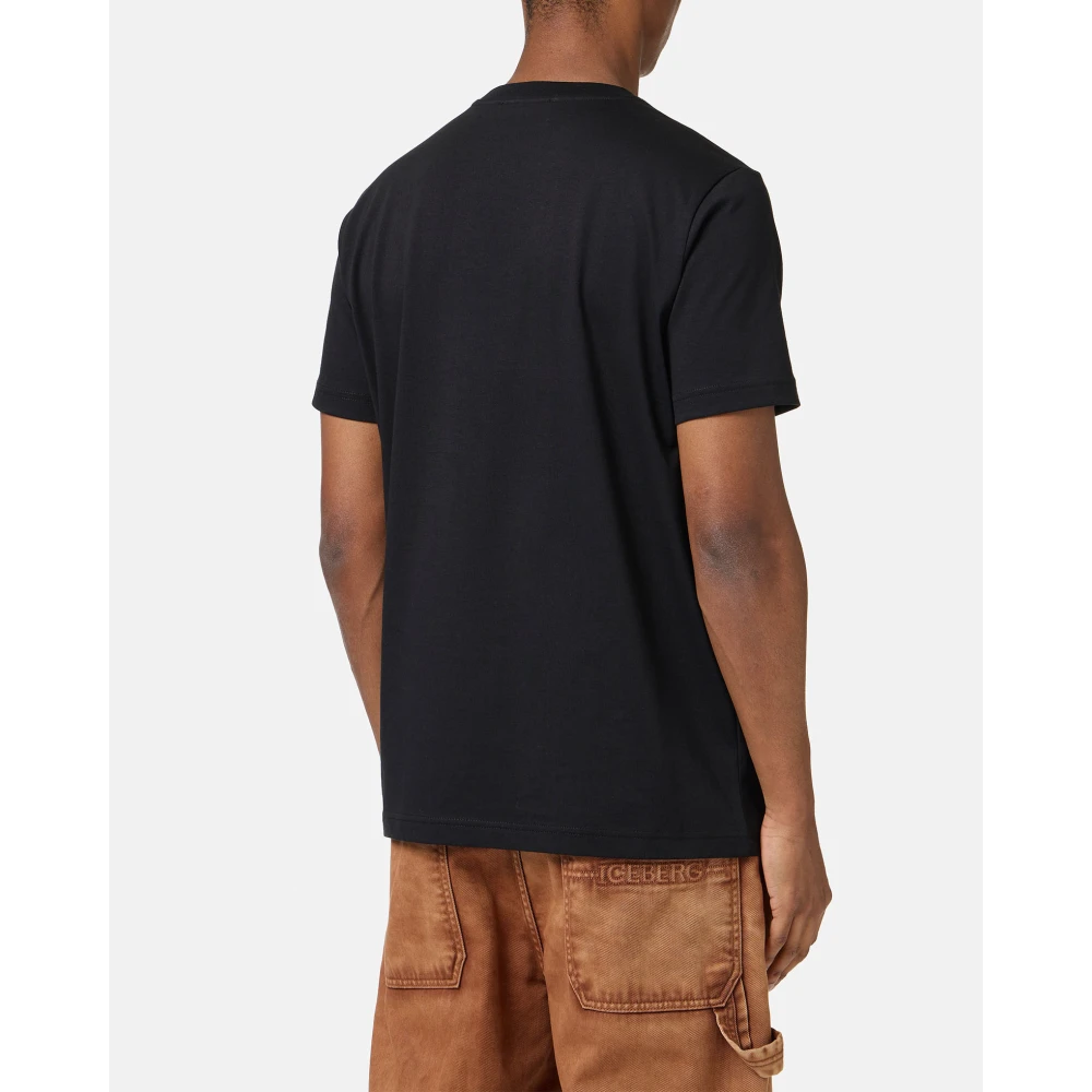 Iceberg Zwarte carry-over katoenen T-shirt met institutioneel logoborduursel Black Heren